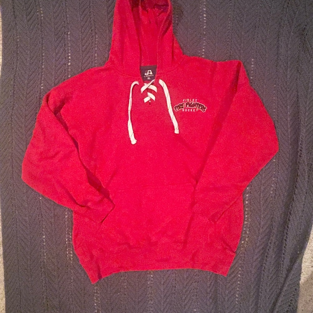 Red Lace-Up Hoodie